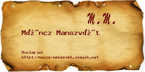 Müncz Manszvét névjegykártya